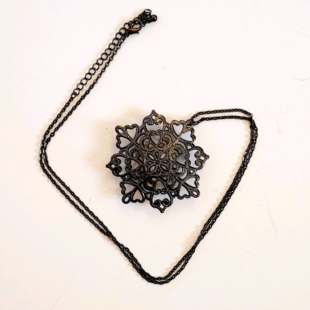 Black star-heart necklace
